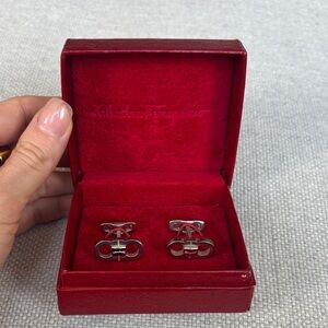 Salvatore Ferragamo Silver Tone Cufflinks in Box